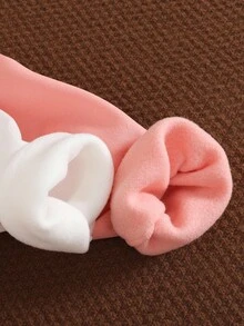 SHEIN 2 件套青少年女孩休闲可爱日常舒适简约针织连帽长袖运动衫，适合外出、上学、聚会、秋冬 - 淺粉色 - 查看 4