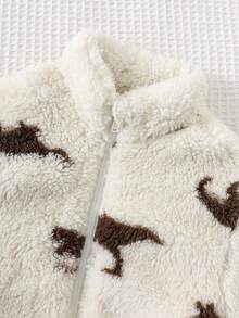 Cozy Pixies 男婴恐龙印花保暖内衬厚款长袖夹克 - 杏色 - 查看 7