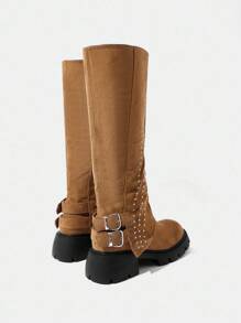 Styleloop 过膝编织靴，适合度假、波西米亚风、西部风、音乐节、万圣节、圣诞派对装 - 棕色 - 查看 5