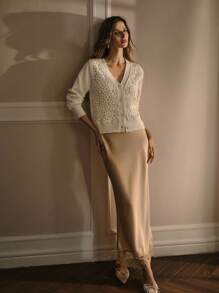 MOTF PREMIUM FLORAL PATTERN BUTTON UP CARDIGAN, FALL WINTER - Beige - View 2