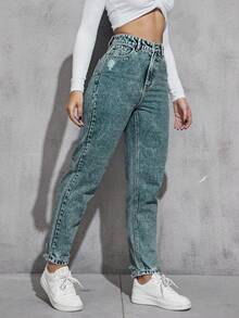 EURMUSE Jeans de mezclilla casuales de unicolor para mujer - Lavado ligero - Ver 5