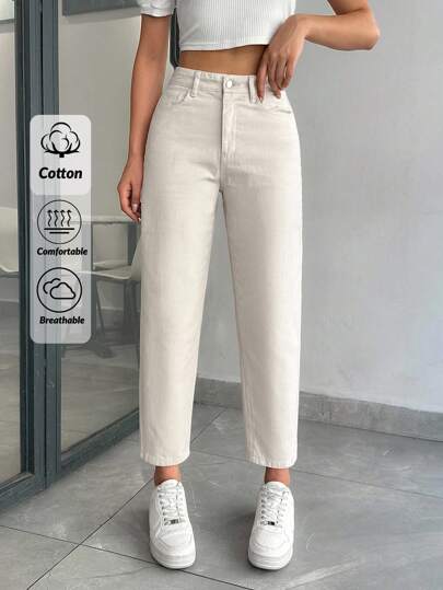 EURMUSE High Waist Basic Mom Fit Jeans