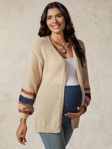 Boho Mama Maternity Striped Long Sleeve Open Front Loose Casual Thin Cardigan