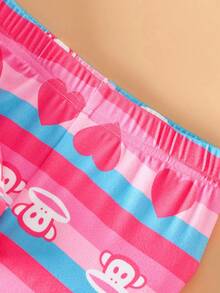 Paul Frank X SHEIN 2pcs/Set Young Girl Cartoon Pattern Crew Neck Long Sleeve Top And Pants Snug Fit Pajamas Set - Multicolor - View 7