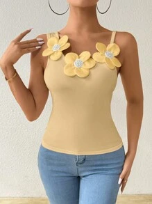 Chiquease Women's Summer 3D Floral Applique Camisole - Ginger - View 4
