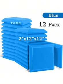 TOUO 6-24 片大号方形斜边吸音泡沫板 12 英寸 x 12 英寸 x 2 英寸/12 英寸 x 12 英寸 x 1.18 英寸，高密度隔音墙板，8 种颜色，工作室和卧室隔音处理，隔音家居配件