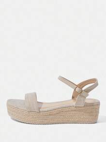 Styleloop Giày lười đế xuồng và đế xuồng dệt đế dày phong cách Bohemian dành cho nữ - Màu be - Xem 2