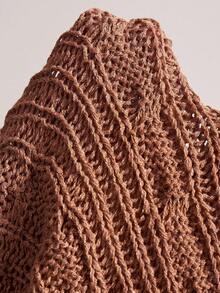 Bohemela 波西米亚风复古编织侧系带女式针织上衣 - 棕色 - 查看 8