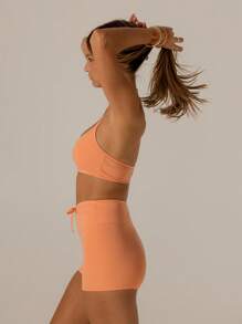 Aralina Leisurewear Halterneck Active Cute Summer Crop Top Perfect For Beach Outfits And Vacation Outfits And Airport Outfit Women - Burnt Orange - View 4