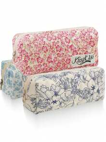 1 件别致碎花铅笔盒、文具袋、化妆包、桌面收纳袋、自然风格、返校、铅笔袋、书包 - 彩色 - 查看 1