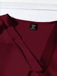 EMERY ROSE Koszula damska w dużym rozmiarze, na co dzień, na wakacje, z dekoltem w serek, z krótkim rękawem, w stylu wakacyjnym, w jednolitym kolorze, luźna, letnia odzież damska, odzież wakacyjna damska, letnia odzież damska, bluzki damskie na wyjścia, urocze letnie bluzki, letnia odzież damska