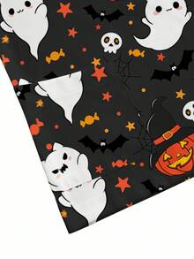 PopScrub 女士V领短袖双口袋可爱鬼猫女巫南瓜骷髅印花护士/医生工作制服上衣/检查手术服 - 深灰色 - 查看 4