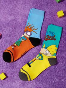 Nick 90s | SHEIN 男士中筒袜 - 彩色 - 查看 7