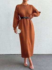 EURMUSE Robe En Tricot Pour Femmes - Tabac - Voir 3