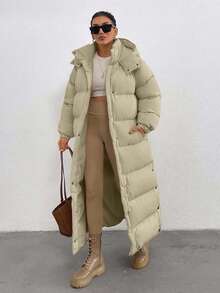 EURMUSE Cappotto invernale imbottito con chiusura laterale a bottoni, lunghezza maxi, con caratteristica di mantenere il calore