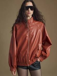 Ontre 2025 秋冬新品，Tangerine 女装，女士秋季夹克，秋季、万圣节、返校季、圣诞节、啤酒节女士外套，夜间外出装束，婚礼宾客装，商务休闲装，复古风格女士夹克 - 鏽棕色 - 查看 6