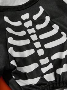 1pc Pet Cat Dog Universal Halloween Skull Cosplay Knitted Elastic Comfortable Dog Jumpsuit Pajamas, PETSIN Original Design - Multicolor - View 5