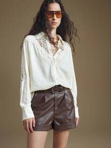 Ontre 2025 New Lace Patchwork Women's Shirt, Versatile For All Seasons, Suitable For Casual, Business, Parties, Weddings And Other Occasions - White - View 6