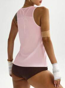 Sovereign Charm Áo ba lỗ thể thao không tay cổ tròn màu hồng dành cho nữ, dành cho các bài tập luyện mùa hè năng động, áo thể thao nữ, áo ba lỗ tập luyện có áo ngực tích hợp, quần áo tập gym, áo ba lỗ nữ, áo tập luyện không tay dành cho nữ - Hồng - Xem 2
