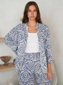 EURMUSE Boho Style, Premium Quality Linen, Keep Cool In Warm Weather, Tie Dye Printed Co-Ord - Multicolor - View 3