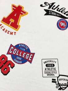 Manfinity LEGND 男士圆领休闲短袖 T 恤，带字母图案印花，适合外出，男友礼物 - 白色 - 查看 7