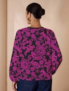 Glamance Ayrana Barboza Women's Casual Simple Long Sleeve Shirt, Elegant For Commuting, Suitable For Autumn/Winter Women Blouses Long Sleeve Long Sleeve Blouse Printed Blouse Women Fashion Tops Pink Floral Blouse