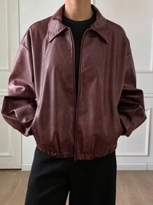 DAZY 女士休闲长袖拉链常规夹克，适合日常穿着，秋季女装皮夹克女式外套