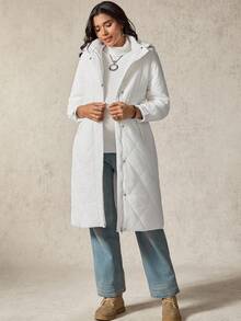 Boho Mama Maternity Solid Color Long Sleeve Hooded Padded Coat