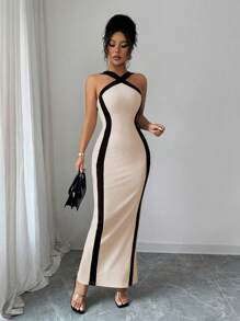 Rafferiza Women's Stylish Elegant Color Blocking Bodycon Dress - Multicolor - View 2