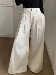 DAZY New Loose Casual White Wide-Leg Women Jeans, Autumn