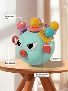 Zazumi 1PC 4.13*3.74in  Chewable BiteResistant EasyGrasp Sensory Teether Ball Colorful Manhattan Toy Cute Pufferfish Shape Educational Developmental Playtime Essential Learning Toy SensoryPlay FineMotorSkills