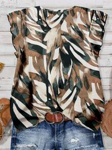 EMERY ROSE 大码女士休闲花卉印花衬衫，简约风格，适合夏季 - 彩色 - 查看 3