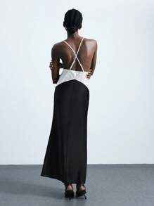 Maija 女士时尚性感撞色亮片拼布露背连衣裙 - 彩色 - 查看 8