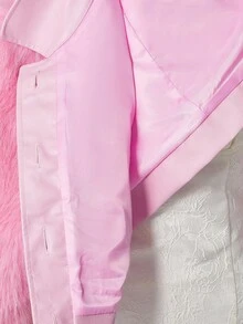 SHEIN ICON Women's Solid Color Long Sleeve Single-Breasted Faux Fur Elegant Jacket In Fall/Winter - Pink - View 13
