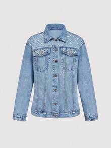 Sweetra Women's Casual Elegant Denim Jacket And Coat - Blue - View 1