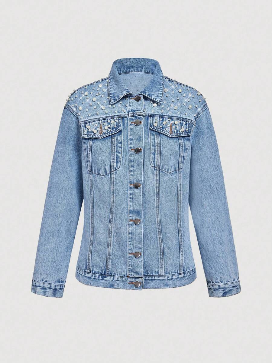 Sweetra Women's Casual Elegant Denim Jacket And Coat - Blue - View 1