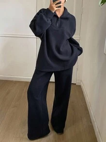 DAZY مجموعة بلوزة رياضية فضفاضة وكاجوال للنساء، موسم الخريف، 2 قطعة