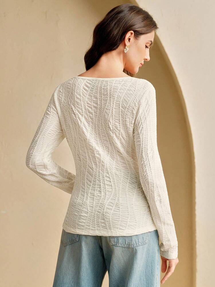 Women's Turtleneck Long Sleeve T-Shirt, Fashionable Beige, Autumn/Winter