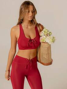 Aralina Leisurewear Activewear Lace Up Top With Racer Back Perfect For Summer Outfits And Airport Outfits For Women And 4th Of July - Red - View 11