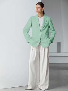 EURMUSE Decor Pocket Single Breasted Blazer Workwear  - Mint Green - View 4