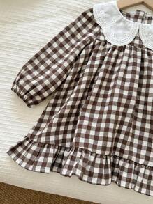 LMoss Kids LMoss 女婴格子休闲泡泡袖连衣裙 女婴格子连衣裙 棕色婴儿连衣裙 格子婴儿服装 复古婴儿连衣裙 摩卡色婴儿服装 格子婴儿连衣裙 女婴棕色格子连衣裙 棕色婴儿连衣裙 摩卡色婴儿连衣裙 秋冬 - 彩色 - 查看 4