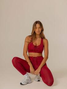 Aralina Leisurewear Activewear Lace Up Top With Racer Back Perfect For Summer Outfits And Airport Outfits For Women And 4th Of July - Red - View 8