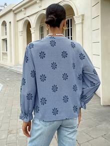 Siren Gaze Women's Casual Commuting Plaid Embroidery Shirt Winter Spring - Multicolor - View 2