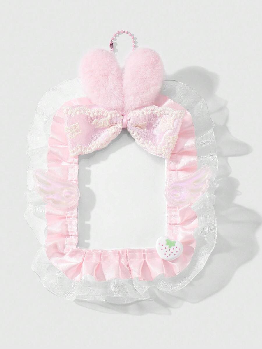 ROMWE Kawaii 1 cái Phong cách Ins Dễ thương & Quyến rũ Đa năng Chất lượng cao Thỏ nhồi bông màu hồng thủ công Nơ ruy băng Acrylic Lấp lánh Cánh Trái tim Dâu tây Trang trí Giá đựng thẻ lớn, Dây đeo thẻ ID, Móc khóa & Mặt dây túi, Thích hợp cho nhân viên văn phòng, sinh viên, Trang phục hàng ngày, Quà tặng ngày lễ - Hồng - Xem 1