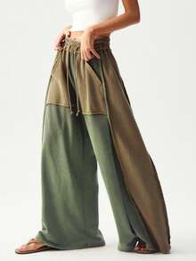 Bohemela 女士休闲针织拼布宽松阔腿水洗裤