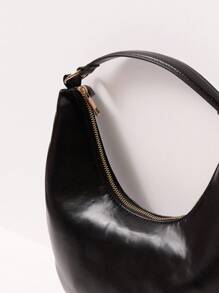 MUSERA Túi đeo vai bằng da giả màu đen có quai xách bằng kim loại - màu đen - Xem 5