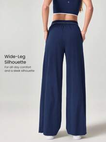 GLOWMODE Pantaloni largi din jacquard cu uscare rapidă, talie elastică, cu buzunare laterale, ținute casual de zi cu zi