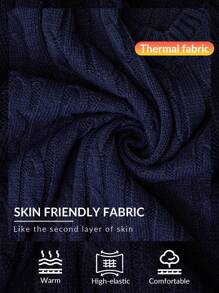 SHEIN LUNE Maglione casual oversize con scollo a V, lavorazione a maglia testurizzata con motivi ricamati