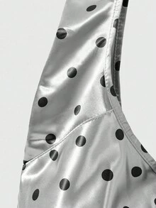 ROMWE Anime 1 件复古简约黑白波点女士大容量单肩包、休闲手提包，适合日常通勤、旅行等。 - 銀色 - 查看 3