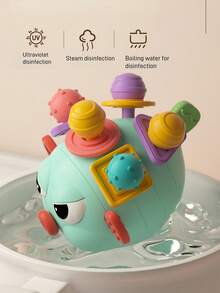 Zazumi 1PC 4.13*3.74in  Chewable BiteResistant EasyGrasp Sensory Teether Ball Colorful Manhattan Toy Cute Pufferfish Shape Educational Developmental Playtime Essential Learning Toy SensoryPlay FineMotorSkills